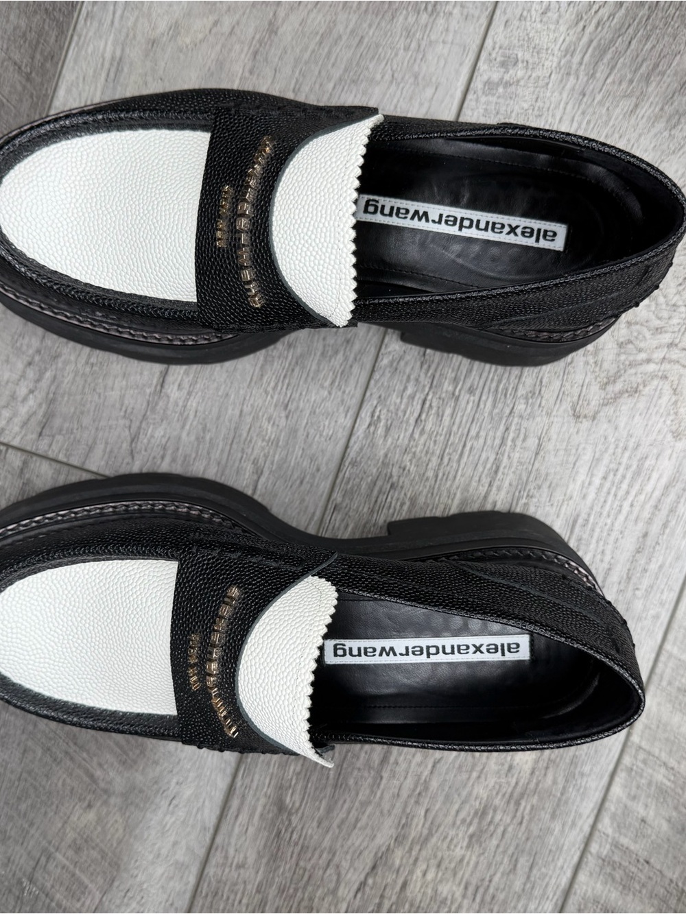 Alexander Wang Black & White Leather Penny Loafers